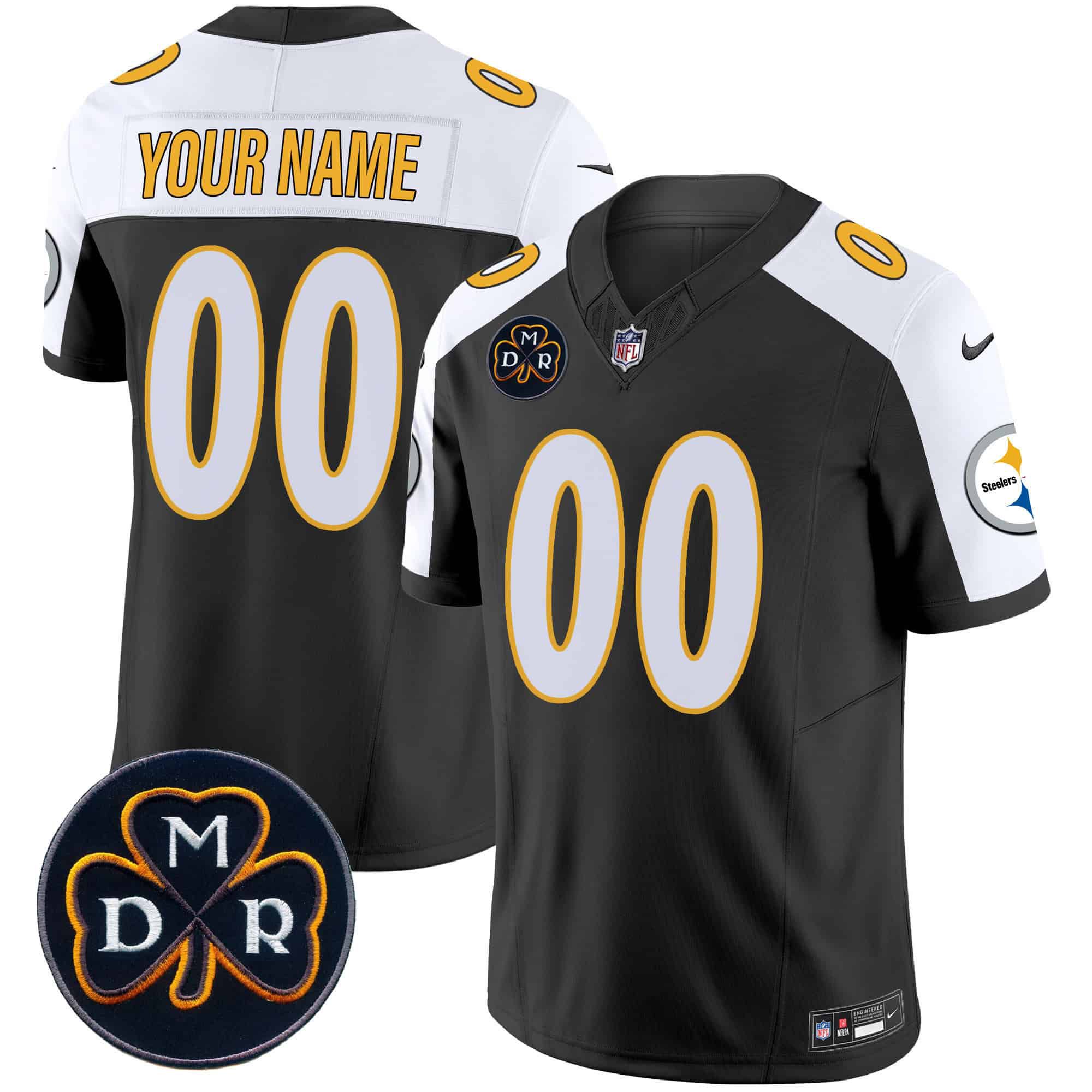 Men Pittsburgh Steelers Black 2024 Nike DMR Patch Vapor Limited Custom NFL Jersey style 1->customized nfl jersey->Custom Jersey